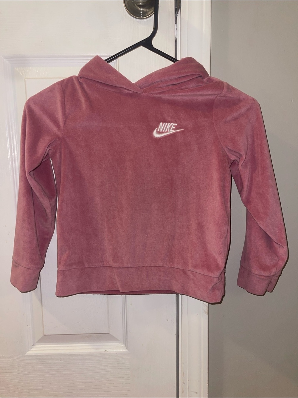 Nike Kids Velour Hoodie in Dusty Rose Pink